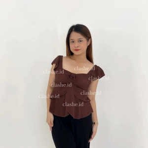 Abelle Tank Top Wanita Ruffle - Atasan Knit Pita Cute OOTD by Clashe