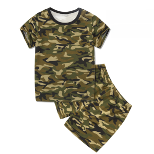 Camouflage Short Sleeve T-Shirt Childrens Uniform Kindergarten Student Primary Middle School Military Training Summer Camp Wear