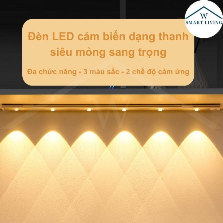 Đèn cảm biến tự động sáng siêu mỏng thanh trắng 3 màu sắc 2 chế độ cảm ...