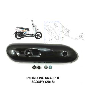 Pelindung Knalpot Scoopy Fi "A" (2018) - Cover Tutup Penutup Tameng Pengaman Muffler Exhaust Kenalpot Honda Scoopy eSP Fi 2018 (K93) Hitam