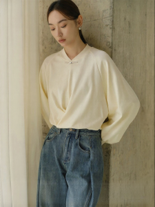 Yigue | New Chinese Style Wrinkled Loose Elegant Sporty Casual Top