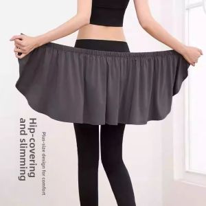 High Waist One Piece Yoga Fitness Sports Shorts Womens Skirt Running Exercise Belly Curtain PU Material Short Skirt