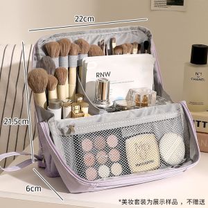Portable High-End Large Capacity Travel Cosmetic Bag Womens Makeup Bag Partitioned Handheld Wash Bag Rectangular Storage Organizer
