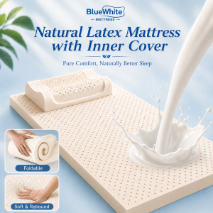 Bluewhite Latex Mattress Kutson Thai Natural Foam Bed Mattress Soft Sleeping Mat Single Double Queen Size Floor Cushion for Bedroom