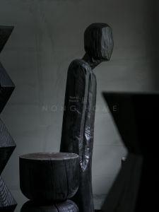 NONG HOME | Carbonized Black Wabi Sabi Style Wooden Stool
