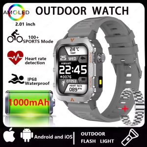Three Defense Military Mens Smart Watch lP68 Waterproof Outdoor Sports Large Screen Bluetooth Call Smartwatch For Android IOS