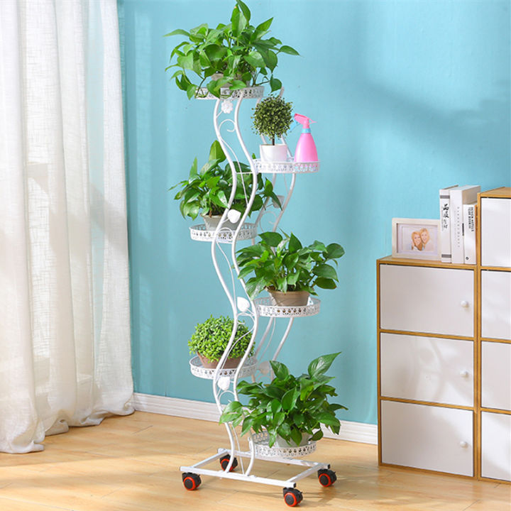 Flower Stand Iron Indoor Living Room Balcony Mobile Flower Stand Multi