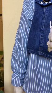 Setelan salur rompi jeans motif labubu anak perempuan usia 3 - 12 tahun / set jeans viral anak celana jeans cutbray - pakaian katun salur anak terbaru