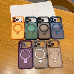 Anti fingerprint frosted bracket adsorbable hard case for iPhone 17 16 15 14 13 12 11 Pro Max casing Anti drop adsorbable cover for iPhone17 case