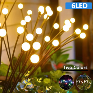 6 LED Solar Garden Lights Powered Firefly Lights Outdoor Garden Decoration Landscape Lights Firework Firefly Lawn Lamps