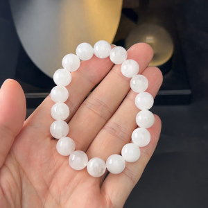 TIMESWIND Authentic White Moonlight Stone Natural Labradorite Round Beaded Women Crystal Bracelet for Gift with Certificate