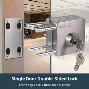 Stainless Square Glass Door Lock for Double Doors