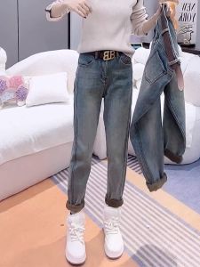 High Waist Harlan Denim Jeans Womens plus Size Elastic Slimming Dad Pants Cotton Stretch Denim Blue Color Autumn Season