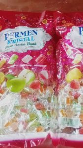 Permen Kristal Rasa Aneka Buah 500 Gram | Permen Mixed Rasa Strawberry Nanas Apel Leci