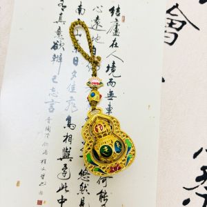 Creative Gold Sand Rotation Lucky Gourd Pendant Keychain Amulet Mobile Phone Chain for Men And Women Safety Certification Not Supported