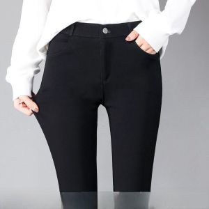 Quần Dài Nữ Màu Đen Co Giãn Cạp Cao Quần Dài Thường Ngày Mùa Xuân Thu Quần Dài Bó Nine Points Slim Fit