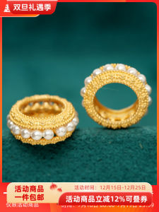 S925 Pure Silver Gold Plated Pearl Embedded Large Hole Beads Bracelet Stringing Accessories DIY Fashion Jewelry Components