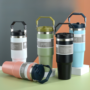 Stainless Steel Large Capacity Insulated Thermos Ice King Cup Portable Car Use Straw Cold Preservation Cup Printed RS Brand