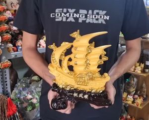 Đồ Trang Trí Phong Thủy Gỗ Đôi Quà Tặng Chở Tài Lộc Rồng Xi Vàng