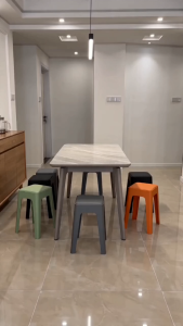 Soft Pack Cushioned Square Plastic Stool Stackable Nordic Dining Kerusi Makan Home Chair