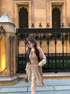 Chicyou Perspective Elegant Cool and Charming Tied Dress Easiest for Match Temperament Leisure Summer Slimming Long Sleeve Skirt