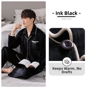 JIALEFEN | Warm Thick Mens Sleepwear Flannel Coral Fleece