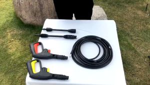 【จัดส่งฟรี】ปืนฉีดน้ำแรงดันสูง (แบบสั้น) พร้อมหัวฉีดปรับแรงดันน้ำ 3 ระดับ ปืนฉีดน้ำ เครื่องฉีดน้ำแรงดันสูง ปืนฉีดน้ำแบบล๊อคสายสวมเร็ว สายเครื่องฉีดน้ำแรงดันสูง