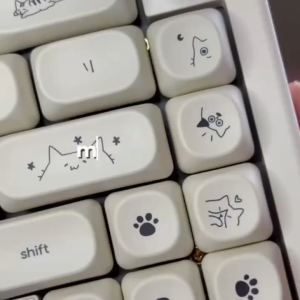 🇸🇬 [Keycaps Only] Minimalist Cat Dog Keycaps PBT Cherry Profile Dye Sublimation for Gaming Mechanical Keyboard