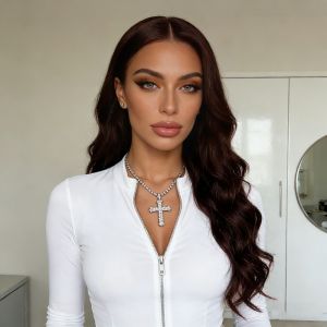 Womens Wigs Center-Parted Long Curls with Big Wavy Synthetic Fiber Wigs Headwear for Women