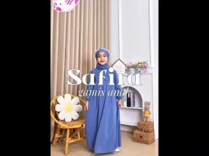 COD Gamis Hijab Polos Ceruty Mix Tile Free Pasmina Anak Perempuan 2-12T Safiraa Gamis Set
