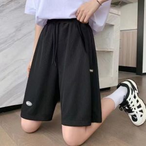 Ice Silk High Waist Wide Leg Casual Pants Womens Summer Thin New Loose Fit Five-Quarter Length Trousers Commute Korean Style