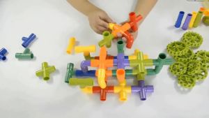 DIY Interlocking Plastic Tubes Water Pipes Building Blocks Non-Toxic Childrens Toys Colorful Educational Water Pipe Building Blocks Toys for Children DIY Assembling Pipeline Tunnel Block Model Toy Kids Gift