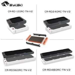 Bykski 30mm Thick Copper Single Row of Radiator Computer Water Cooling Liquid Heat Exchanger Use for 12cm Fans 120/240/360/480MM White Black CR-RD360RC-TN-V2