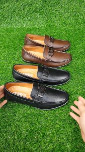 Giày lười nam da bò Trường Hải đế cao su 2 màu nâuĐen GM330