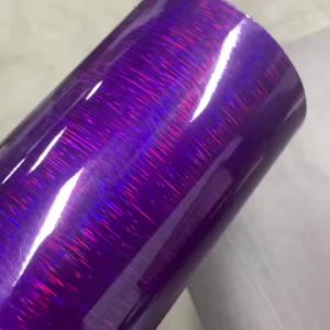 Premium Sparkle Gloss Purple Brushed Holographic Vinyl Wrap Film Self Adhesive Decal Sticker Automotive Car Wrapping Foil