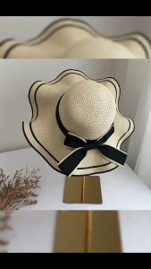 Topi Pantai Wanita Gelombang Topi Bundar Aksen Pita Cantik / Topi anti Uv / Topi Pantai Pita / Topi Anti Matahari / Topi Visor