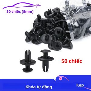 50 Cái Đinh Tán Nhựa Đen 8mm Kẹp Cố Định Ô Tô Vít Cho Cản Xe Chắn Bùn Phụ Kiện Cố Định & Kẹp Nhựa Đinh Tán Nhựa