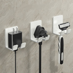 Storage Holders Racks Wall Hanging Hook Self Adhesive Folding Socket Bathroom Appliance Wire Plug Power Cord Hooks