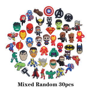 Hot Toys | Random 30-200pcs Superhero Shoe Charm Cartoon for Shoe Accessories Dreations for Sandals Sneaker Classic Clog Kids X-mas Gifts