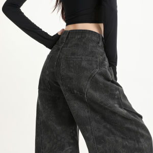 QIAOMIDUO | Quần Jeans Đùi Rộng Dáng Suông Giảm Cân Kích Cỡ Lớn Mùa Xuân Thu