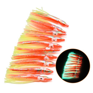 10 Chiếc Ánh Sáng Mềm Mại Bạch Tuộc Mực Váy Dụ 6-12Cm Silicone Cá Ngừ Mồi Phát Sáng Cao Su Nhân Tạo Mồi Câu Cá Nước Mặn