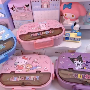 Kuromi Compartment Stainless Steel Bento Box with Free Spoon for kids Student Lunch Box Freshkeeping