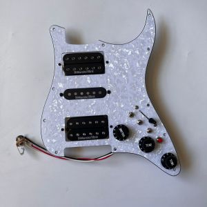 Prewired Loaded Guitar Stratocaster Pickguard HSH Pick Guard Black Dimarzio Ainico 5 Pickups Coil Splitting Switch White Pearl Pickguard For Fender Electric Guitar Part Replacement