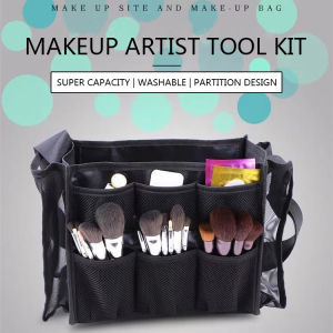 Multifunctional Large Capacity Cosmetic Brush Storage Bag Women Artist Waist Bags Hair Stylist Makeup Holder Black