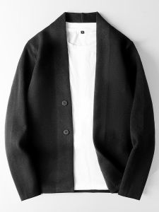 Business Casual Knitted Open Cardigan Sweater Mens Slim Fit Stylish Versatile Outerwear Spring Autumn Casual Shawl Coat