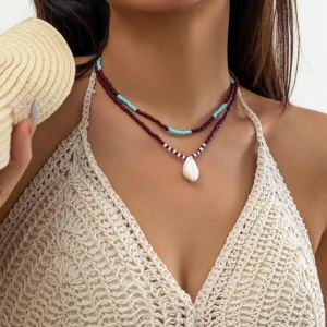 PURUI | PuRui Bohemian Acrylic Hạt Hạt Dây Vòng Cổ Cho Nữ Với Vỏ Acrylic Charm Choker Trang Sức Thời Trang Cổ Cho Tiệc Cưới