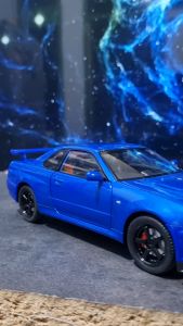 Diecast Miniatur Mainan Mobil Sedan Sport Klasik Nissan Skyline R34 Besi Metal 1/24