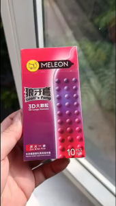 Hộp 10 Bao cao su Meleon Secret Love gân 3D với các hạt lớn tạo cảm giác mát lạnh và nóng bỏng