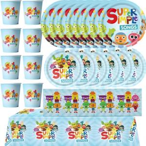 Beast Kingdom | Super Simple Songs Theme Birthday Party Tableware Set Paper Cups Plates Tablecloth Baby Shower Supplies Table Decor