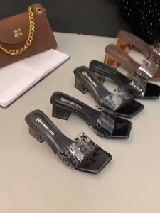 Womens High-Heeled Sandals For Women Slippers Thick Heels Open Toes Breathable